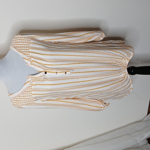 Retrology womens orange scrunchy striped blouse size small - Picture 1 of 16